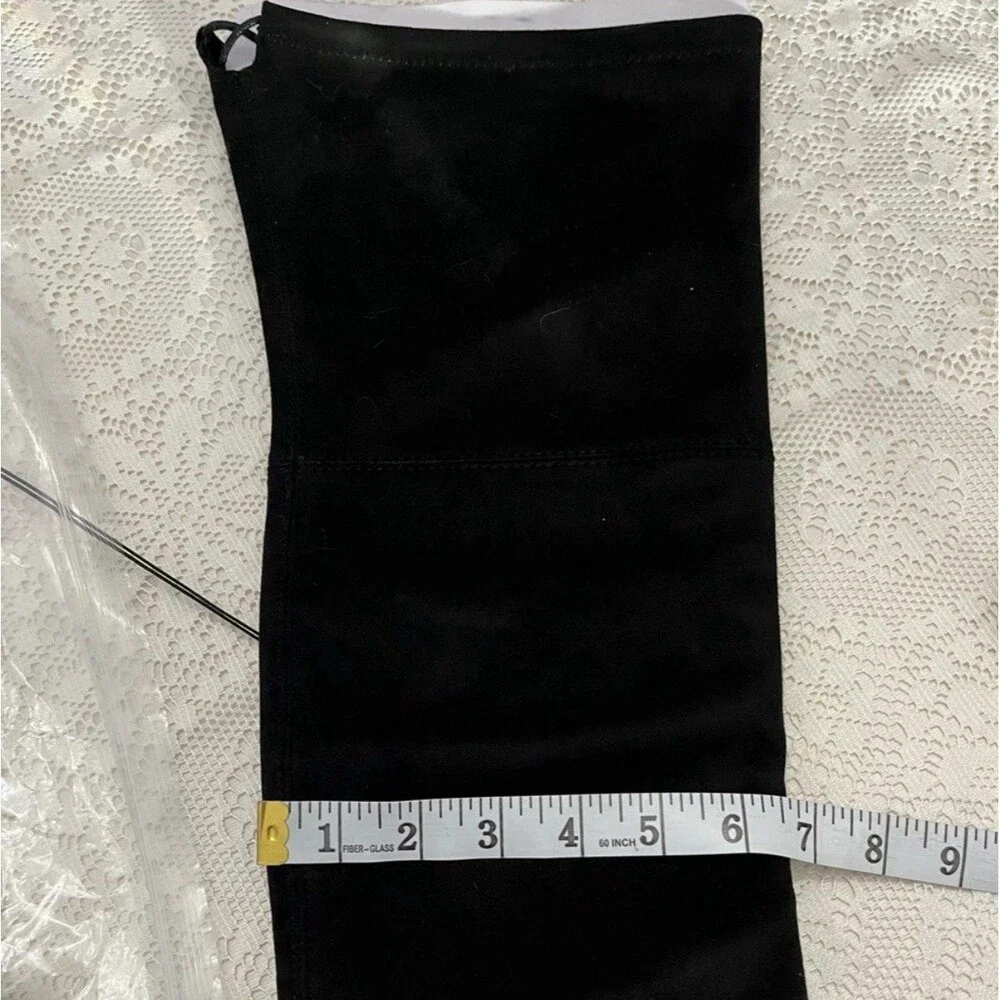 Mossimo Mariah Black Over the Knee Microsuede Block Heel Zipper Tie Boots NWT